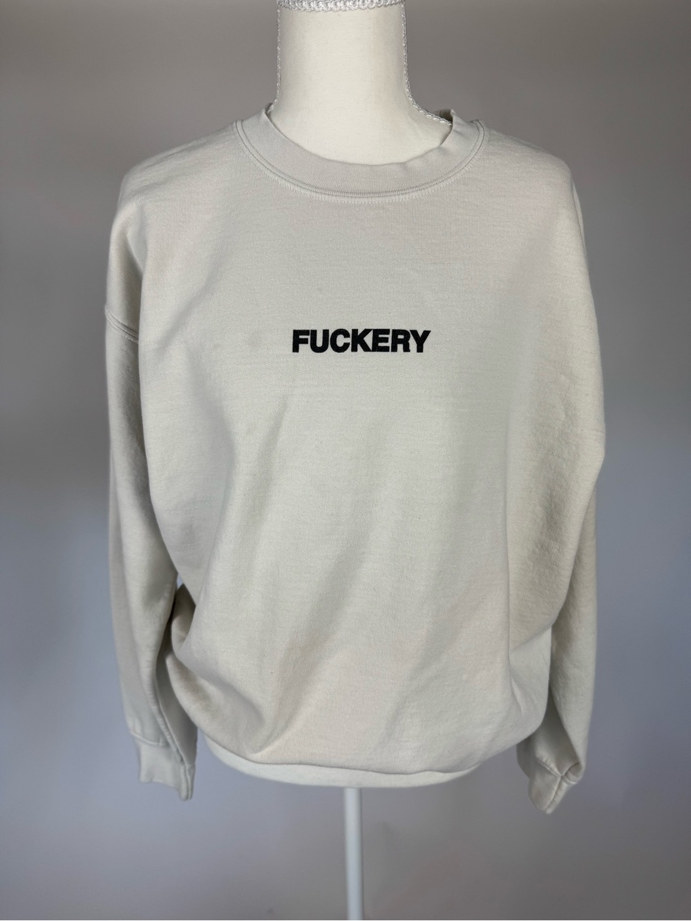 Nasty Gal Cream Crewneck Sweatshirt “fuckery”
